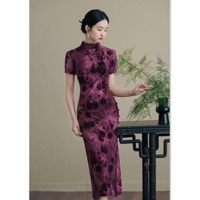 复古民族风长款植绒，改良现代新中式旗袍GX-183416