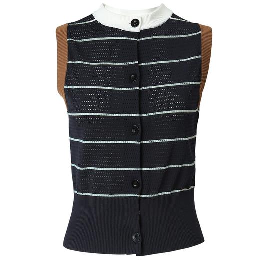 【娜扎同款】SELFWHO藏青条纹马夹女2024夏新款吸湿透气百搭高级洋气时髦马甲 商品图3