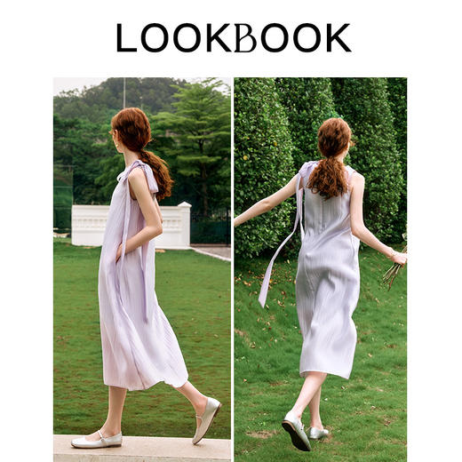 欧芮儿法式无袖紫色连衣裙女夏季2024新款气质南法度假风背心长裙 商品图4