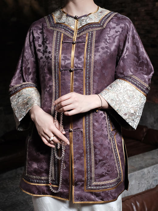 盛唐婧 |重磅香云纱对襟拼接外套 商品图1