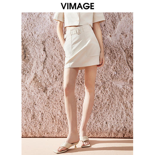 VIMAGE纬漫纪2024夏季新款时尚高腰显瘦短裙V2106725 商品图0