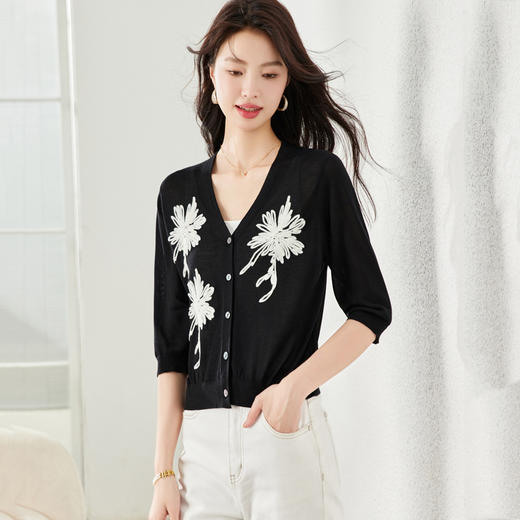 薄款外搭防晒披肩，中式上衣半袖冰丝针织外套CC- 16-6872 商品图2