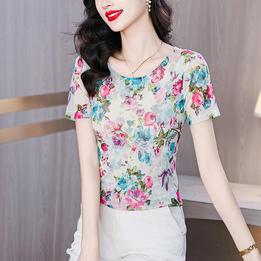 新款中年妈妈短袖T恤KQL-E73N8239 商品图1