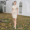 IWY/高端美容院工作服女杏色接待工装夏季短袖V领假两件职业连衣裙Q1110 商品缩略图4