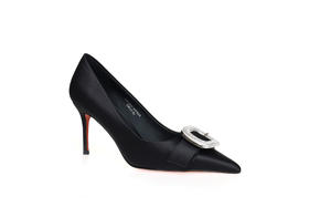 豪麟名鞋奥莱迪嘉女鞋皮鞋真丝布DJHJA41WP023黑色  原价1960元