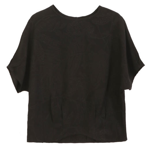 玳莎真丝连肩袖小衫女2024新款夏季宽松设计感小众桑波缎圆领上衣  EB31203 商品图4