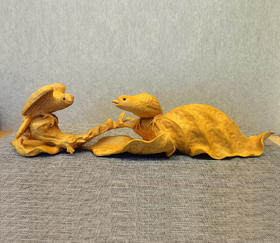 喜上眉梢/双喜临门°黄杨木雕摆件