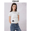VIMAGE纬漫纪2024夏季新款舒适棉感白色圆领T恤上衣V2102715 商品缩略图3