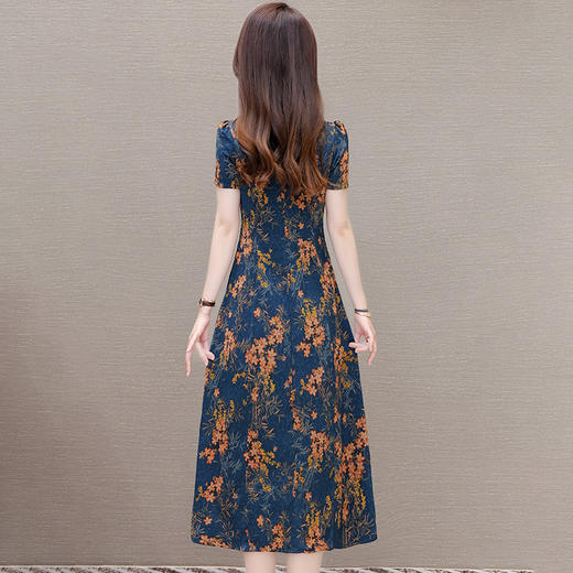 短袖时尚中长款，复古改良A字裙QYM- KED-H1808-Y 商品图2