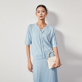 东黎 • 丝绒女士春夏花边领短袖 4067