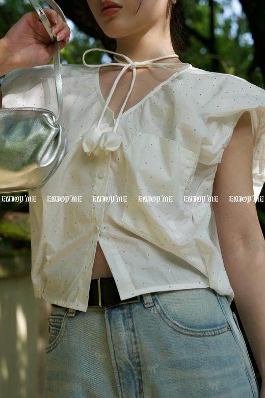 【门店同款】ENJOY夏季烫钻V领短上衣 157504186 商品图2