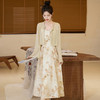 气质新中式风情万种，长袖碎花吊带连衣裙两件套HR-MY8862 商品缩略图3