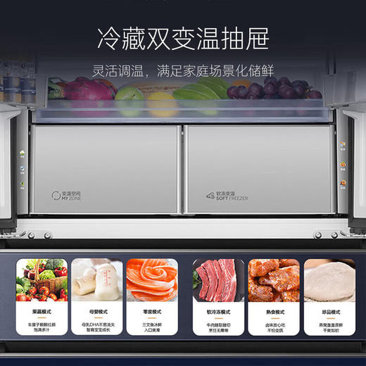 海尔（Haier）606升全空间保鲜科技零距离自由嵌入式AI智净系统风冷变频彩晶多门冰箱BCD-606WGHFD24BTU1 商品图6