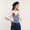 谜底特色T恤短袖女2024夏季新品复古文艺风绣花宽松上衣242MT0659 商品缩略图1