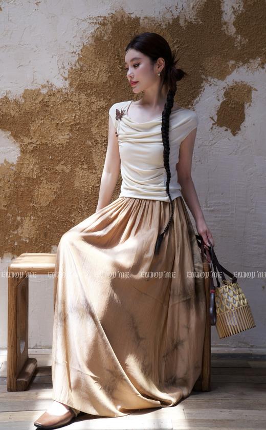 【门店同款】ENJOY夏季云敛-禅意枯色扎染长半裙 157453083 商品图1