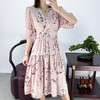 【清仓超15天不保价】奢姿大码女装2024夏季减龄印花V领连衣裙胖妹妹五分袖时尚裙子10442867026 商品缩略图0