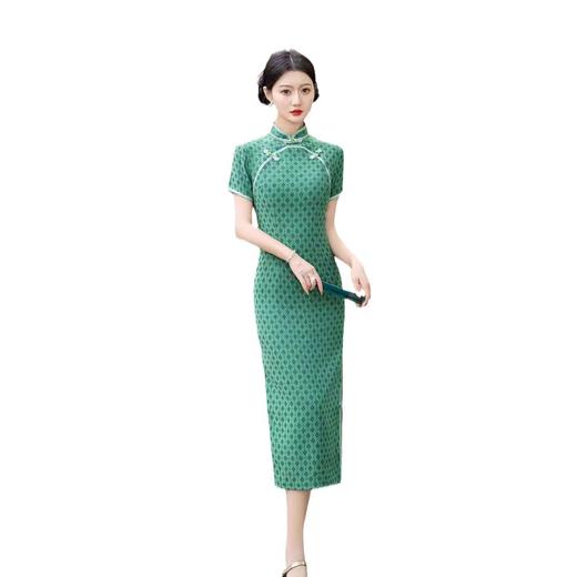 新中式民国风精致墨绿色旗袍XS005 商品图4