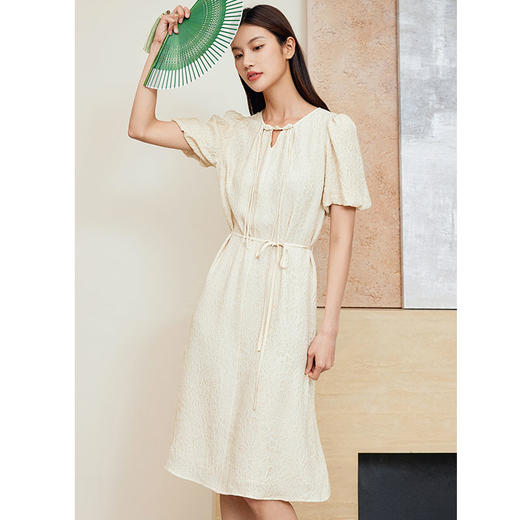 玳莎提花真丝连衣裙2024夏季新款新中式冠乐绉桑蚕丝中长款裙子  EB35107 商品图2