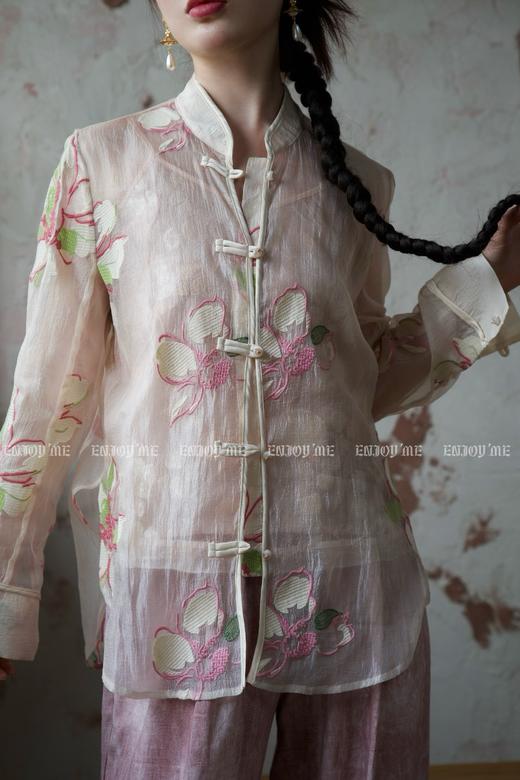 【门店同款】ENJOY夏季云敛-乔与花樽刺绣衬衫 157506237 商品图1