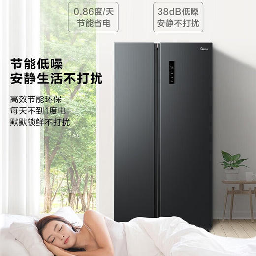 Midea美的冰箱556升双开门家用电冰箱对开超薄款风冷无霜一级变频冰箱 BCD-556WKPM(Q)炭灰-浮光 商品图2
