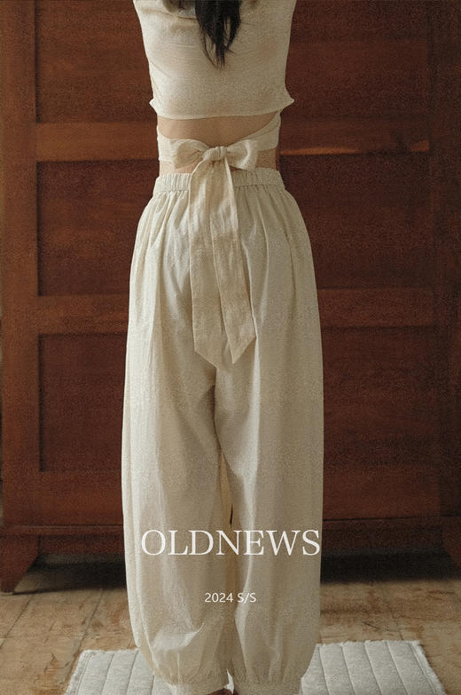 亚麻格纹围裹上衣 - 棉麻与格纹 商品图1