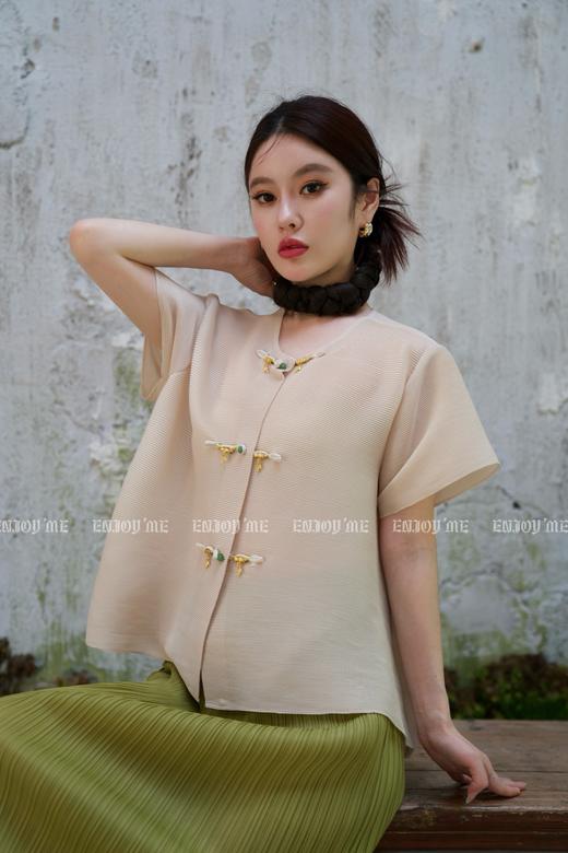 【门店同款】ENJOY夏季云敛-中式吊坠褶皱上衣 157500370 商品图8
