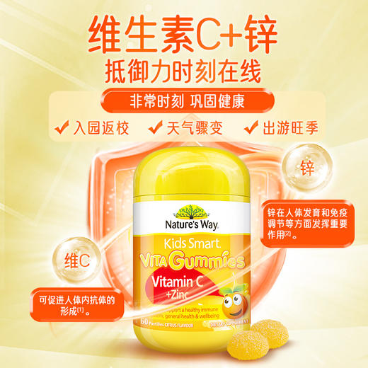 Nature’s Way澳洲佳思敏儿童维生素C软糖宝宝VC补锌60粒*2（26年2月） 商品图2