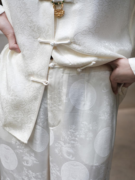 盛唐婧 |真丝花罗百搭对襟衬衫-白色 商品图7