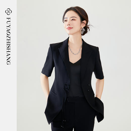 IWY/扶摇系列黑色夏季新中式国风盘扣西装套装FYCP313 商品图0