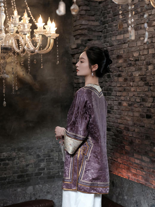 盛唐婧 |重磅香云纱对襟拼接外套 商品图4