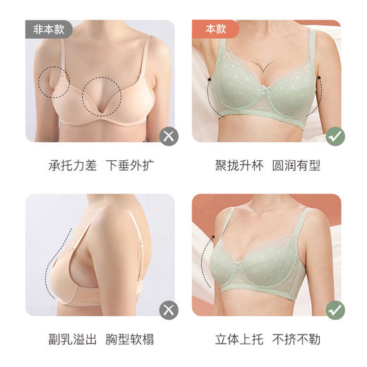 梦芭蒂大胸显小内衣女大码软钢圈薄款文胸侧收调整型胸罩甜心精灵 商品图6