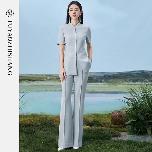 扶摇系列 蓝灰色夏季国风时尚新中式改良西装套装FYCP356 商品图1