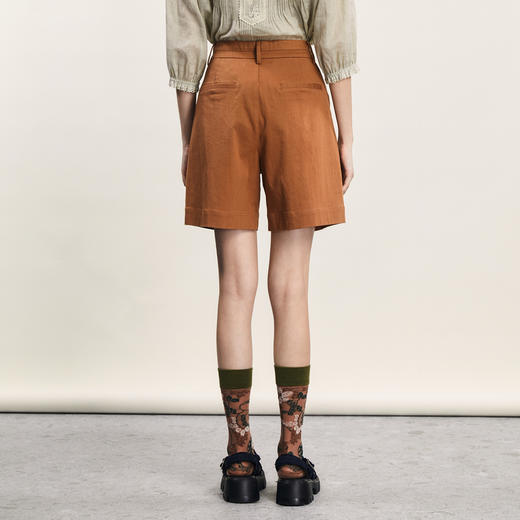 谜底短裤女士2024夏季新品简约通勤高腰百搭棉弹直筒裤242MK0610 商品图2