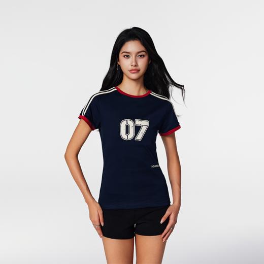 【Achock官方店】美式复古辣妹撞色条纹拼接潮牌显瘦修身短袖体恤 商品图0