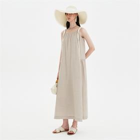 SELFWHO棉混纺宽松吊带连衣裙女2024夏季新款休闲垂坠感气质裙子