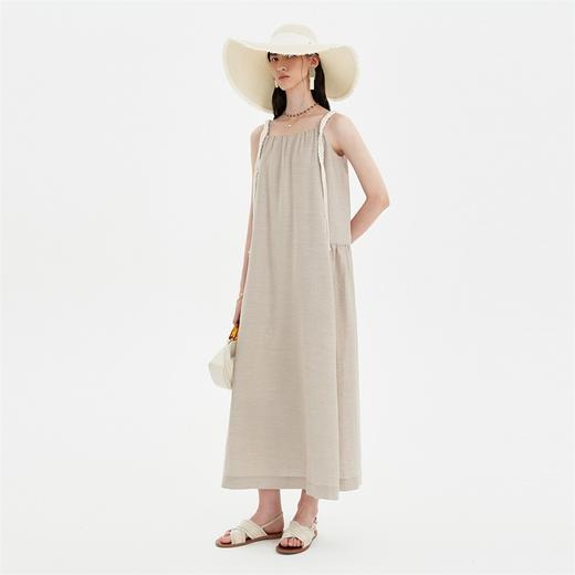 SELFWHO棉混纺宽松吊带连衣裙女2024夏季新款休闲垂坠感气质裙子 商品图0