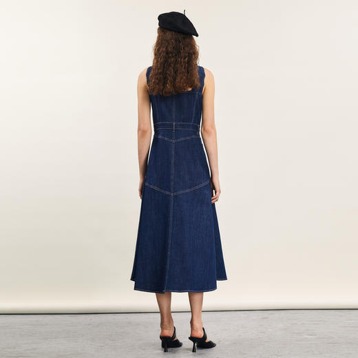 谜底牛仔吊带连衣裙2024年夏季新品复古风修身中长裙子242ML0515 商品图2