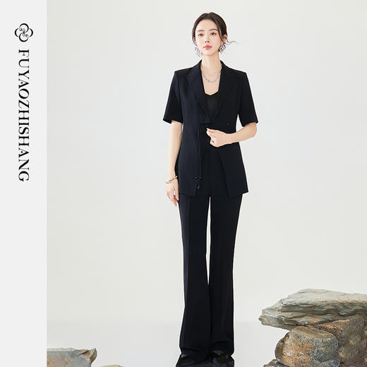 IWY/扶摇系列黑色夏季新中式国风盘扣西装套装FYCP313 商品图2