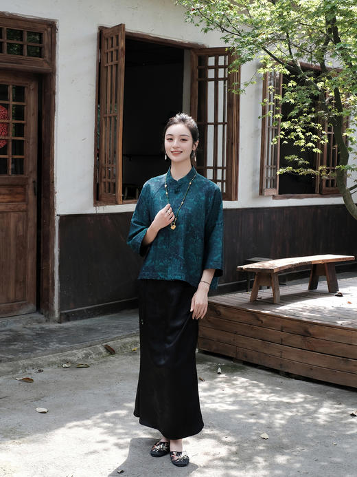 盛唐婧 |真丝宋锦发财树对襟上衣 商品图9