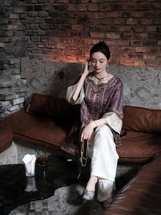 盛唐婧 |重磅香云纱对襟拼接外套 商品图5