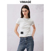 VIMAGE纬漫纪2024夏季新款舒适棉感白色圆领T恤上衣V2102715 商品缩略图0