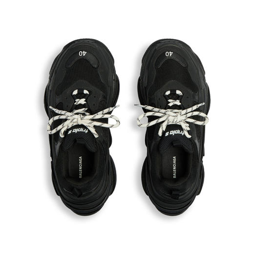 BALENCIAGA 巴黎世家 女士 Triple S 网布运动老爹鞋 黑色 524036 W2CA1 1000 商品图3