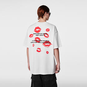 【Achock官方店】潮牌街头唇印标语印花圆领短袖夏季新款半袖T恤