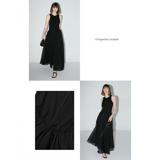 【秒杀】COCOBELLA赫本风简约针织背心式连衣裙多层大摆小黑裙FR0026 商品图2