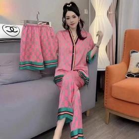 清-瑕疵 三件套~超舒服冰丝绸~冰丝顺滑凉感睡衣套装-喜出