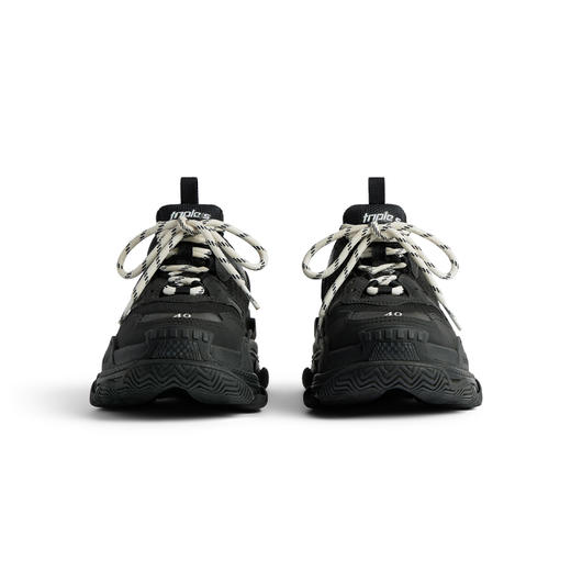 BALENCIAGA 巴黎世家 女士 Triple S 网布运动老爹鞋 黑色 524036 W2CA1 1000 商品图1