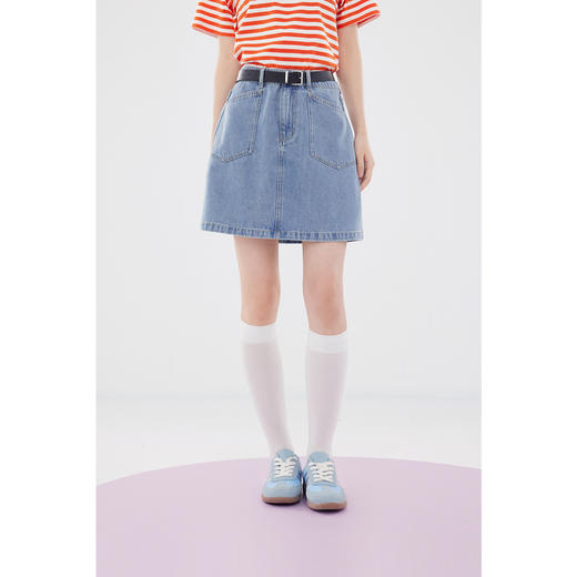 【严选】诗凡黎甜酷流行牛仔2024夏新款纯棉漂亮显瘦牛仔半裙SF5140751 商品图2