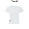 VIMAGE纬漫纪2024夏季新款舒适棉感白色圆领T恤上衣V2102715 商品缩略图5