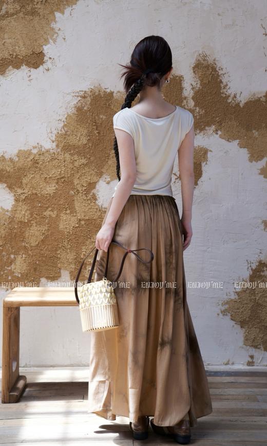 【门店同款】ENJOY夏季云敛-禅意枯色扎染长半裙 157453083 商品图5