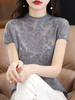 雀说 夏季蕾丝羊毛精纺针织体恤短袖女款镂空宽松打底上衣4ZF-2997 商品缩略图1